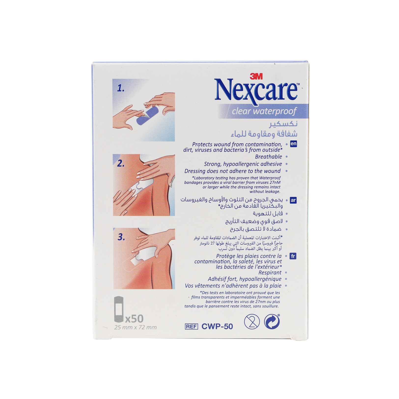 Nexcare Clear Waterproof 25x72mm 50pcs-CWP 50