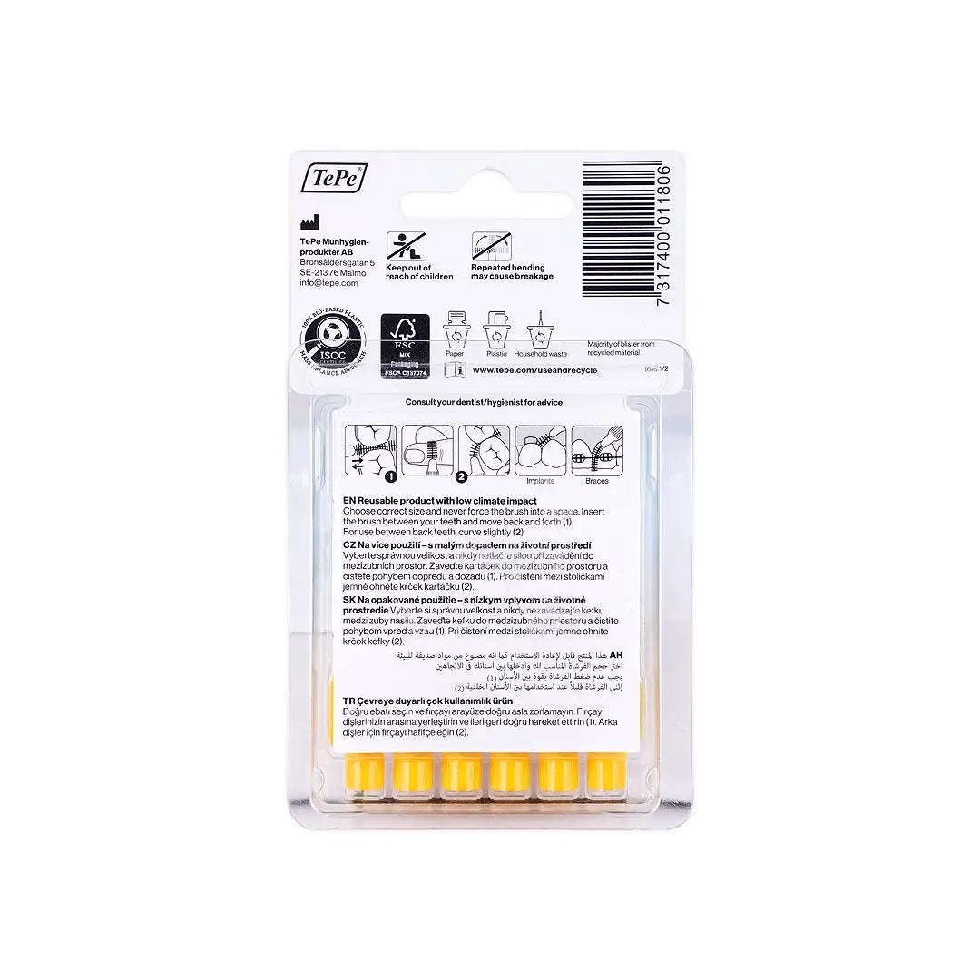 tepe interdental brush 0 7mm size 4 yellow