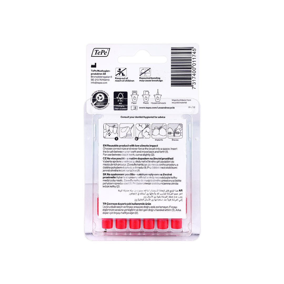 tepe interdental brush 0 5mm size 2 red