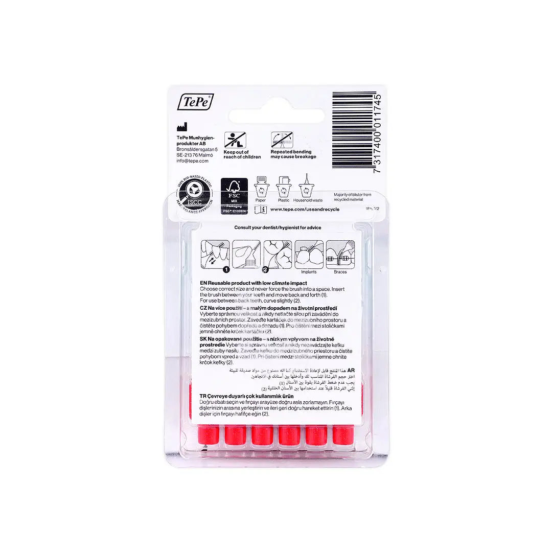 tepe interdental brush 0 5mm size 2 red