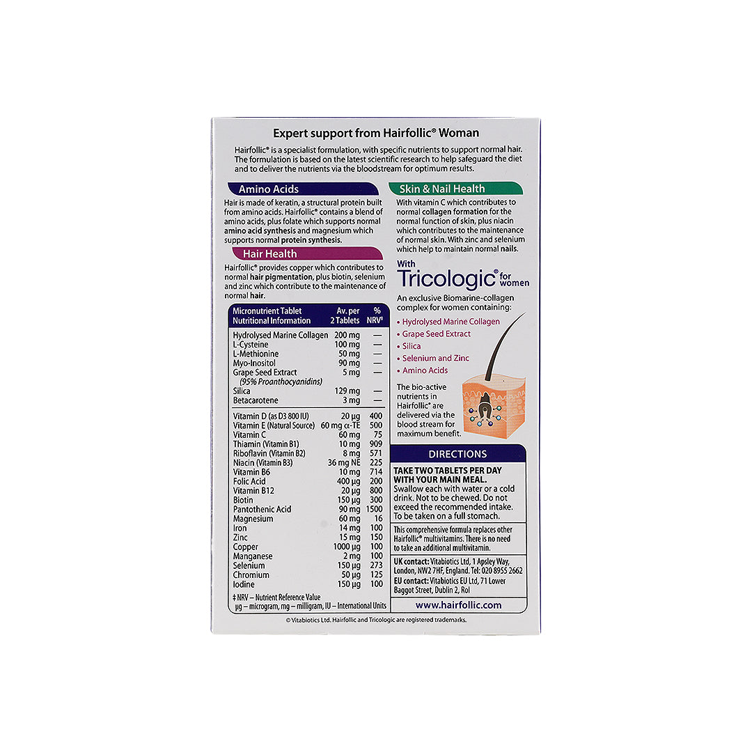 VITABIOTICS WELLWOMAN HAIR FOLLIC TRICOLOGIC 60TAB