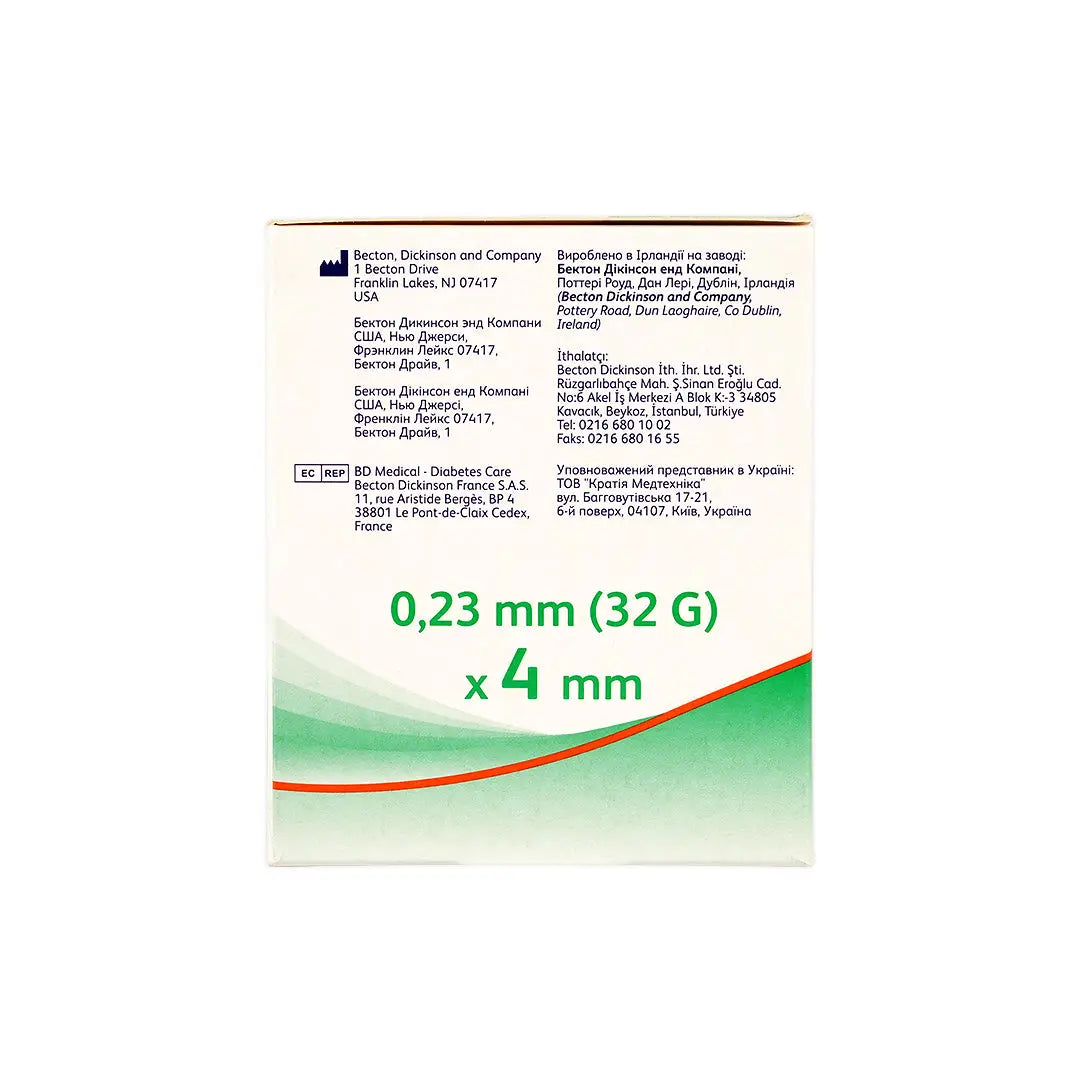 BD Micro-Fine Pen Needles 4mmx32G 100pcs +2