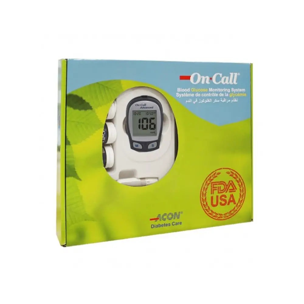 On Call Adavnced Glucometer + 100 Strips + 100 Lancets + Alc