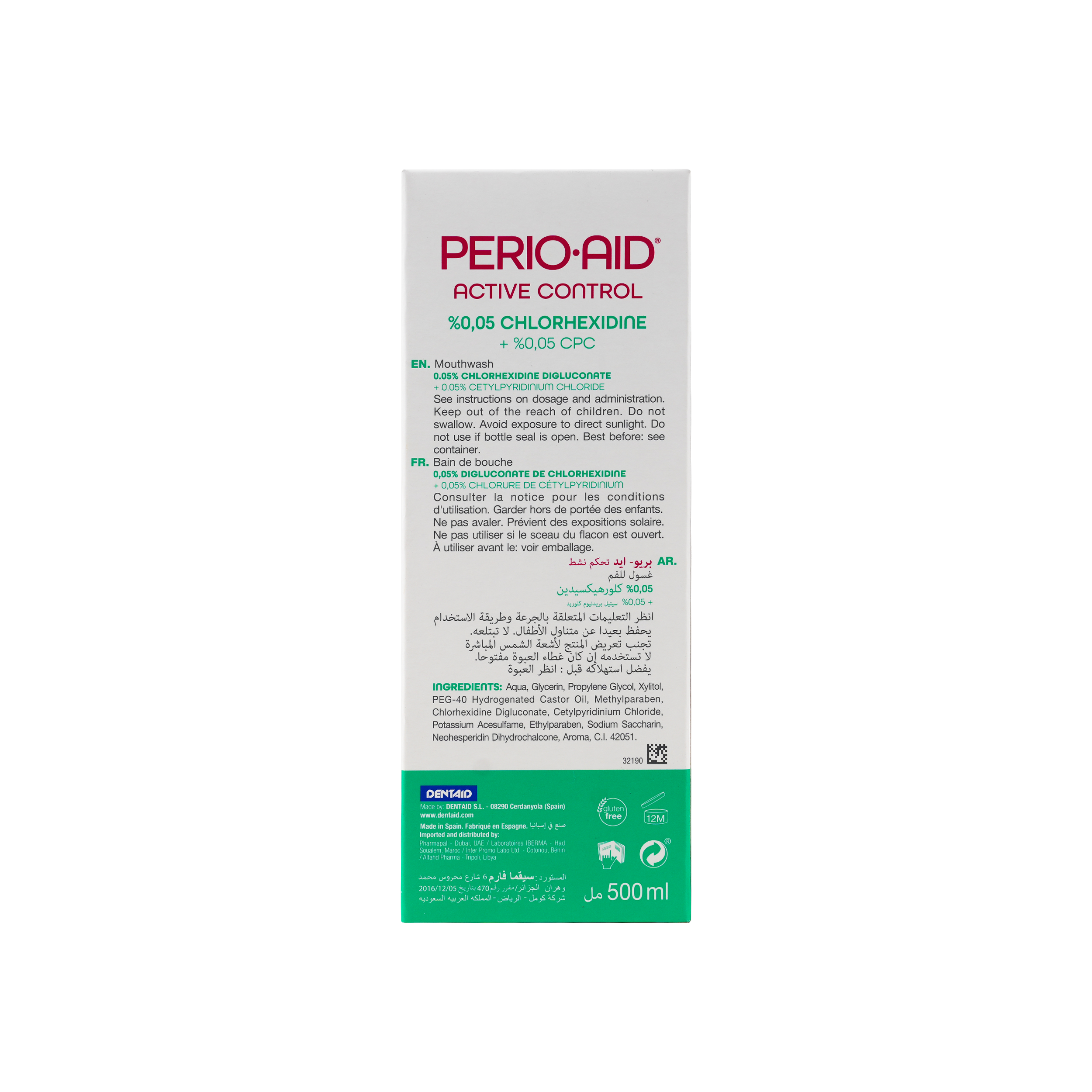 PERIO AID ACTIVE CONTROL 0.05% MOUTHWASH 500ML