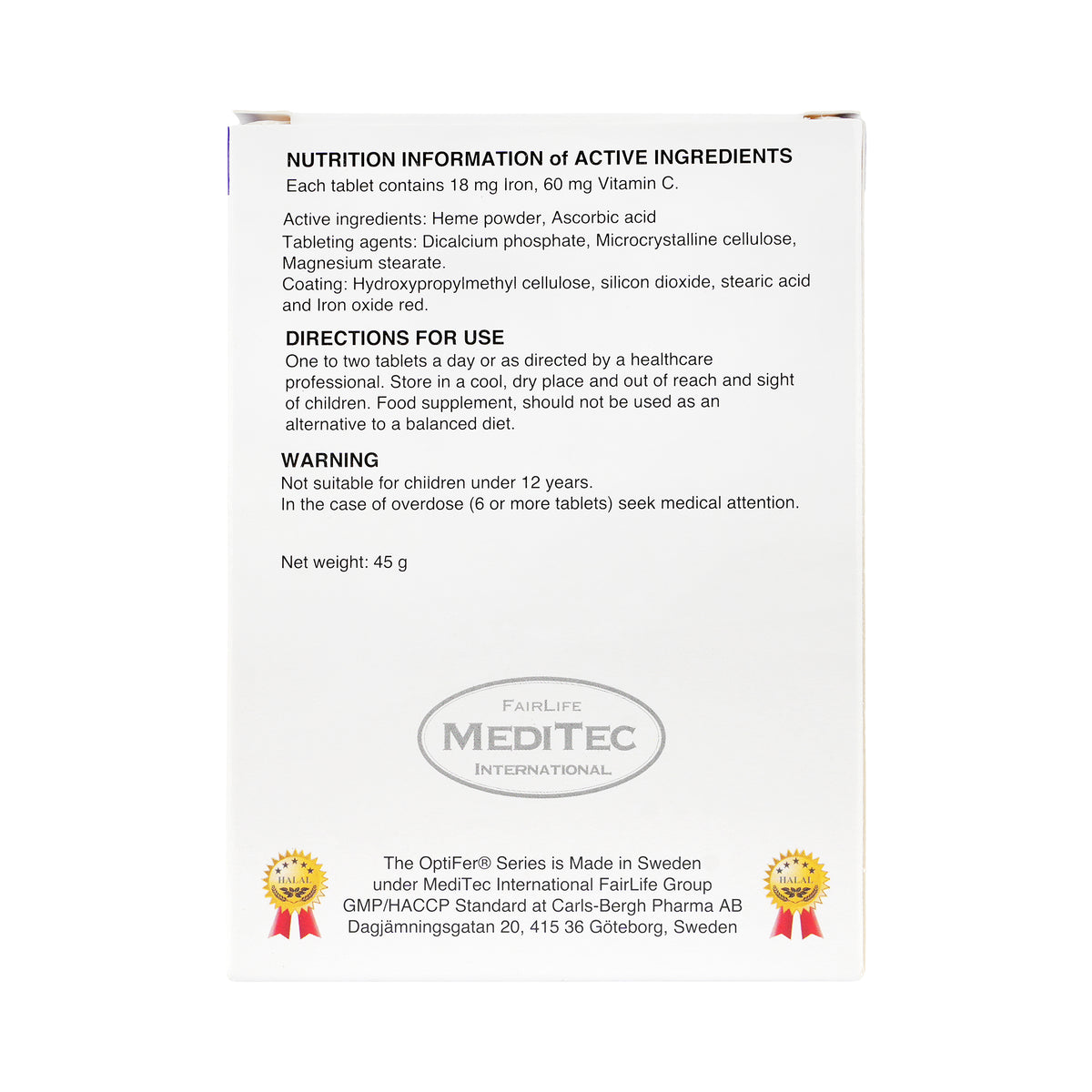 32422-Optifer C 18mg Iron + 60mg Vit-C 60 Tablets +1