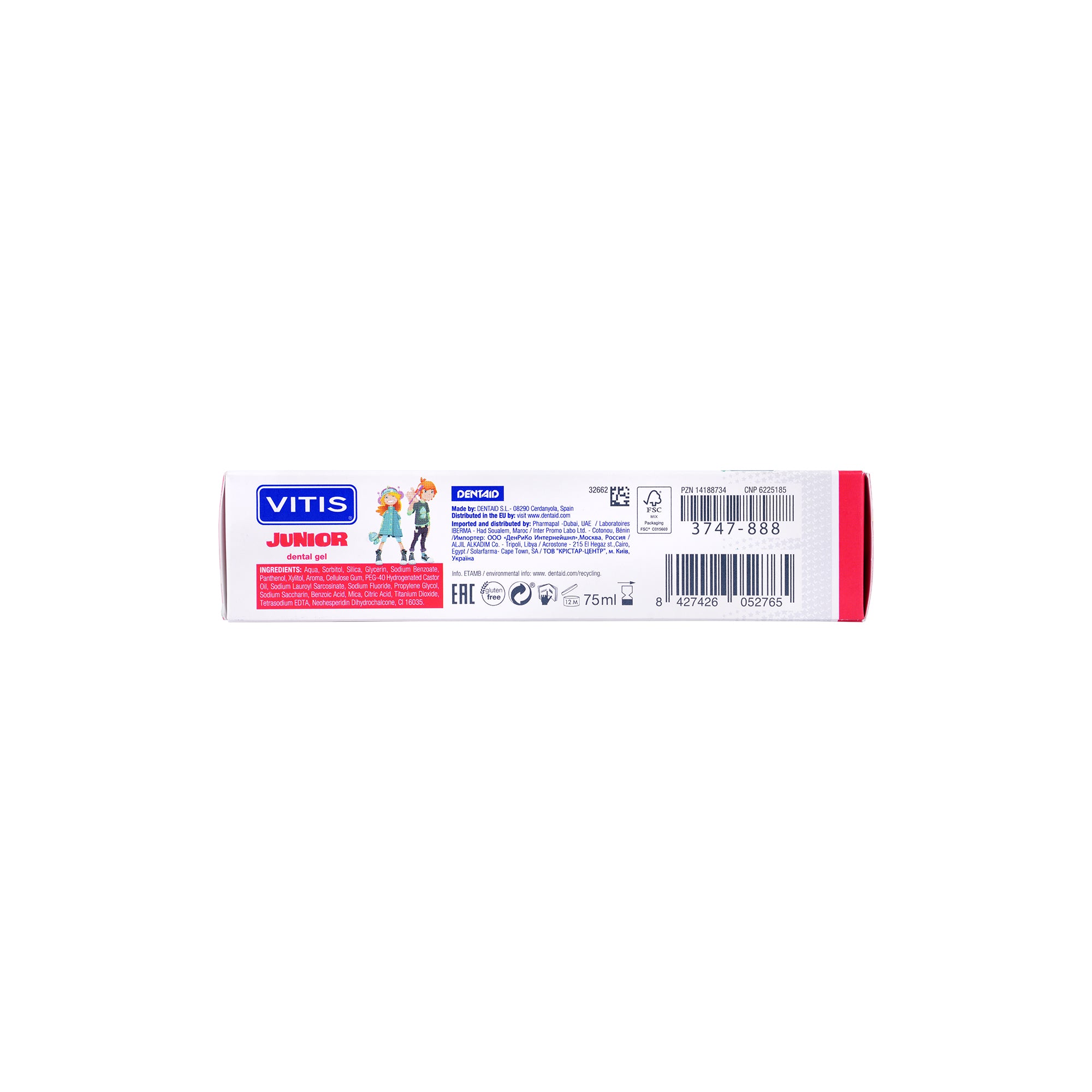 32470-Vitis Junior Dental Gel -Tutti Frutti 75ml +4