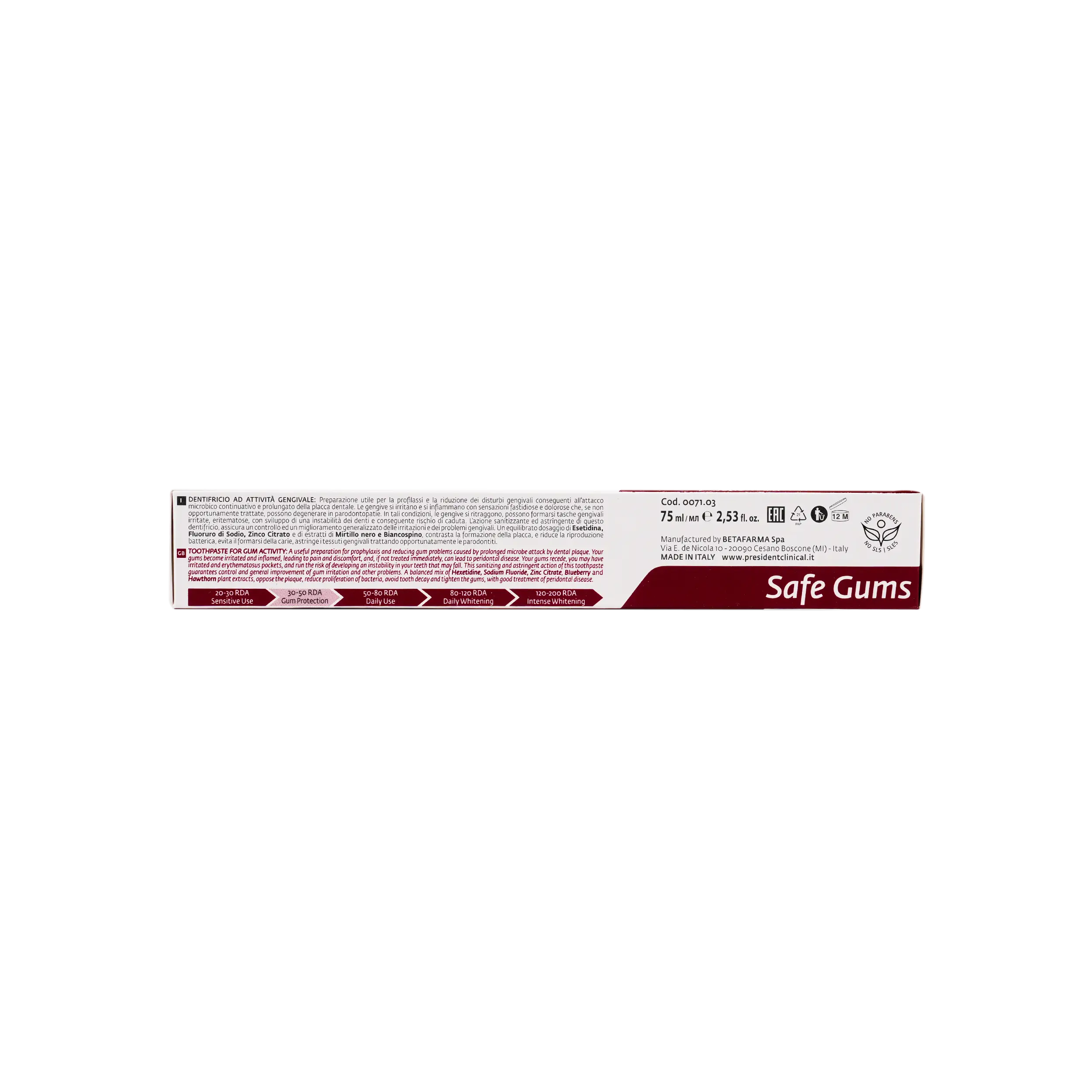 President Safe Gums Active Toothpaste 75ml