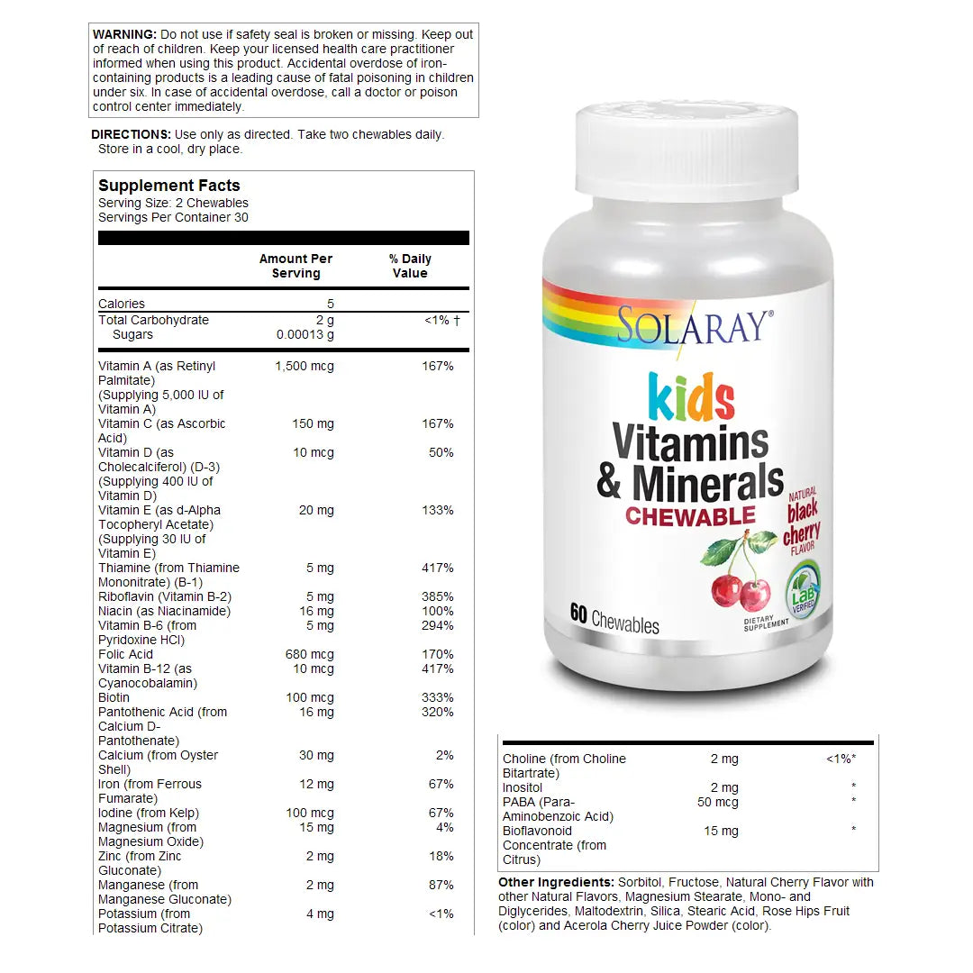 Solaray Kids Vitamins & Minerals 60Chewables