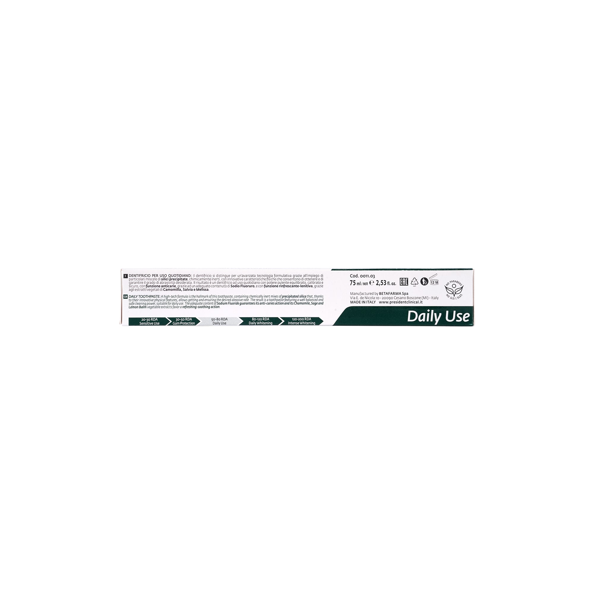 33856-President Classic Daily Use Toothpaste 75ml +3
