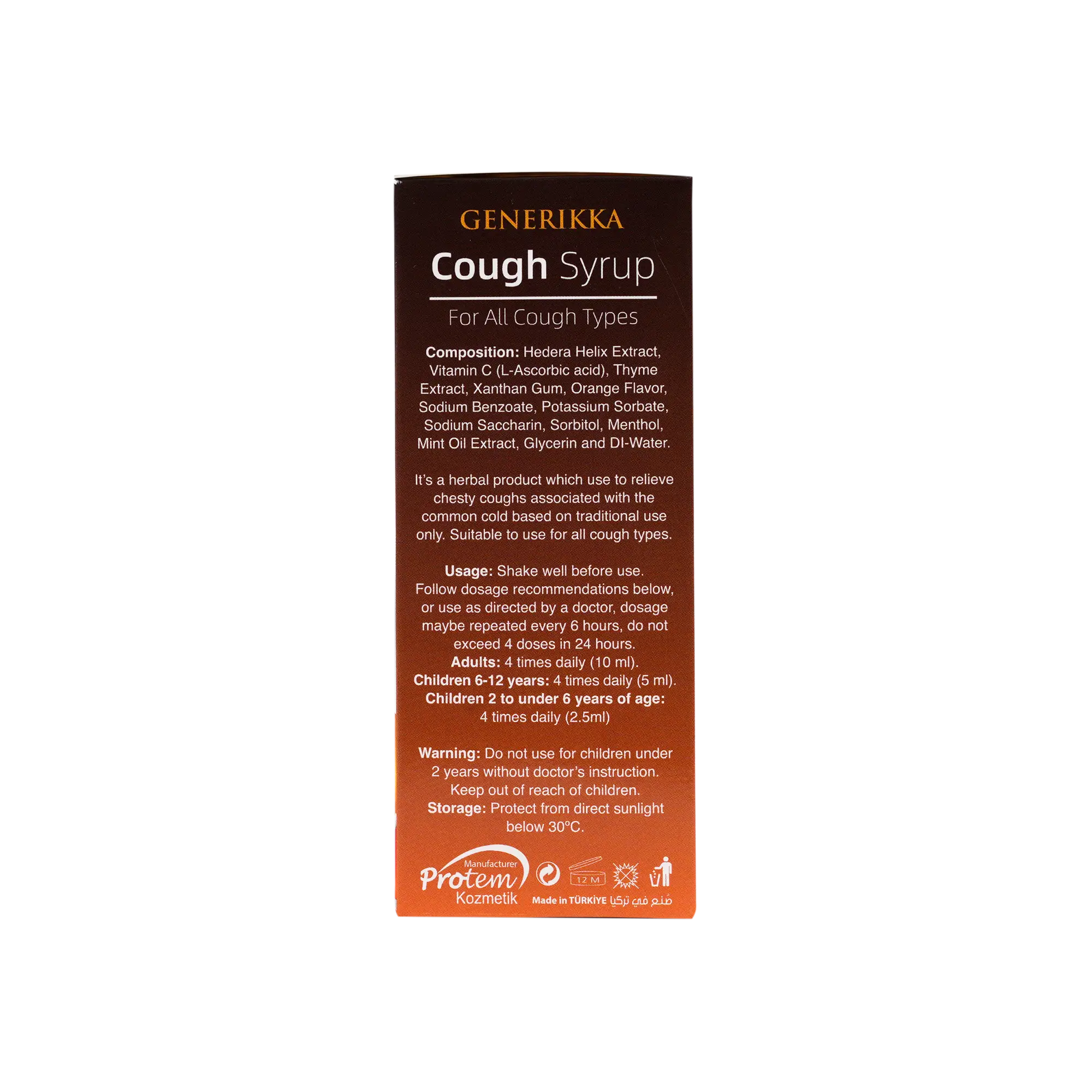 Generikka Cough Syrup 200Ml-Orange Flavor