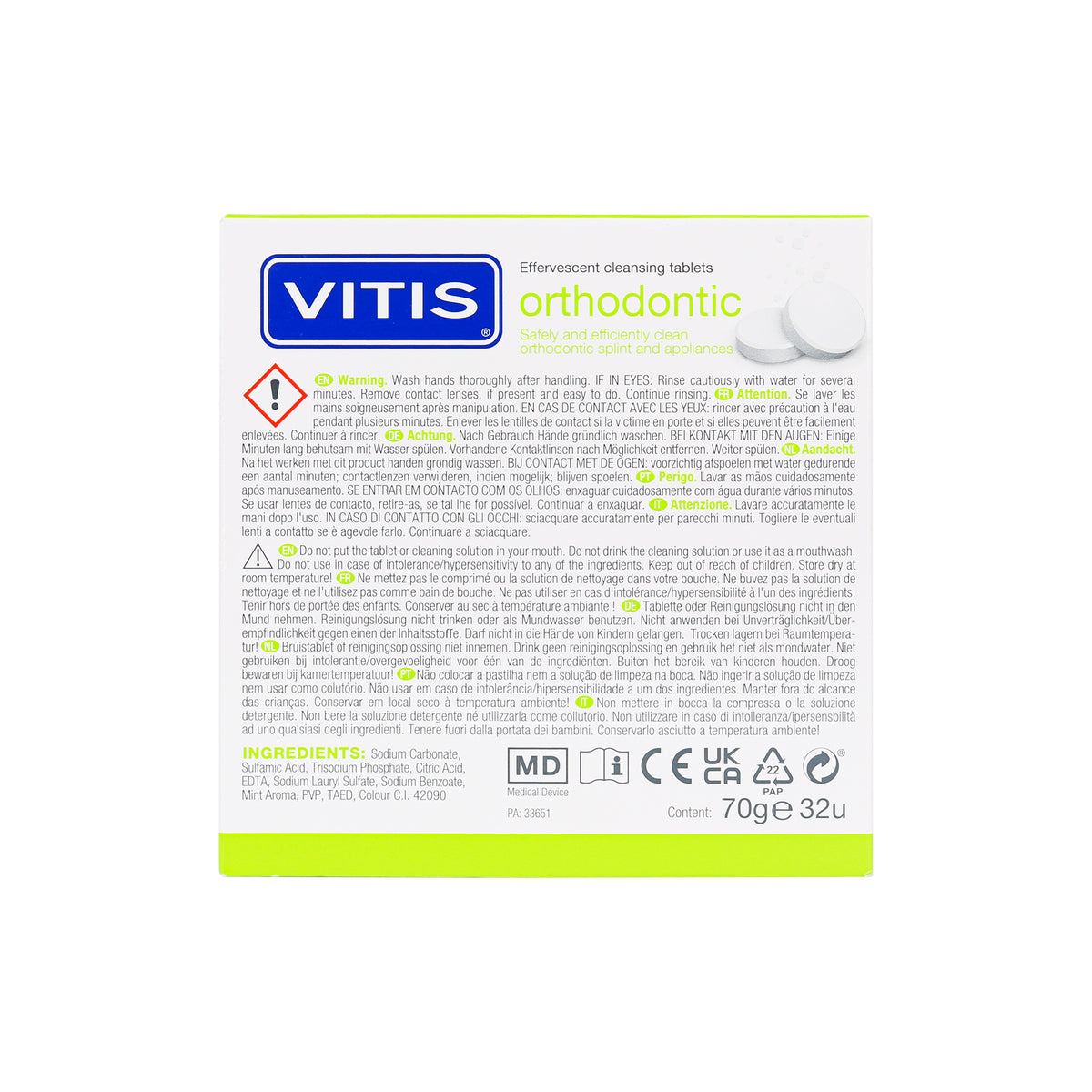 34202-Vitis Orthodontic Effervescent Cleansing 32 Tablets +1