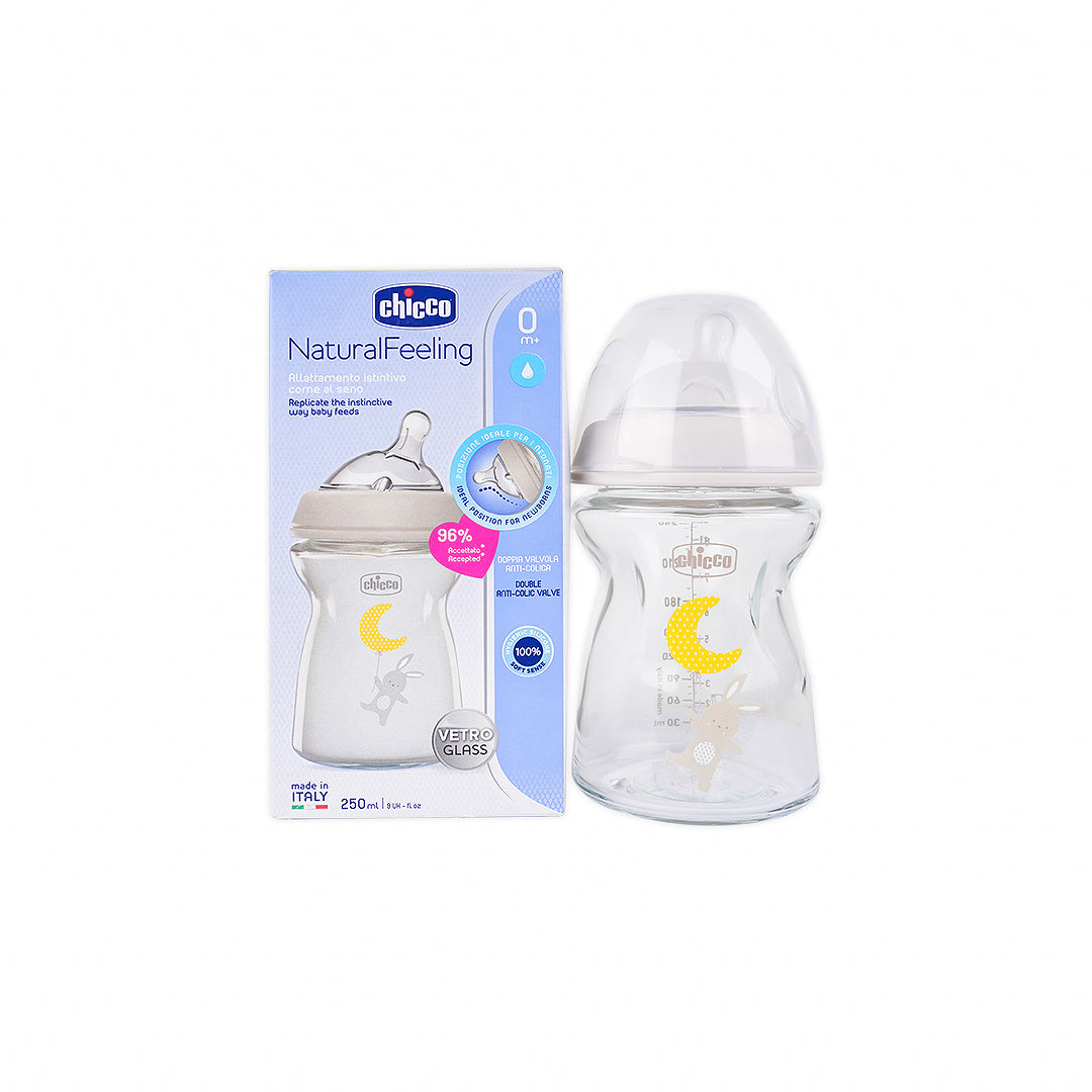 Chicco Natural Feeling Vetro-Glass Bottle (0M+)  250ml-4150