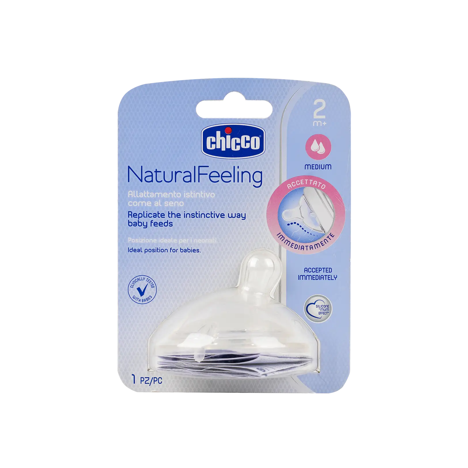 Chicco Natural Feeling (2M + ) Medium Nipple 1Pc-8209
