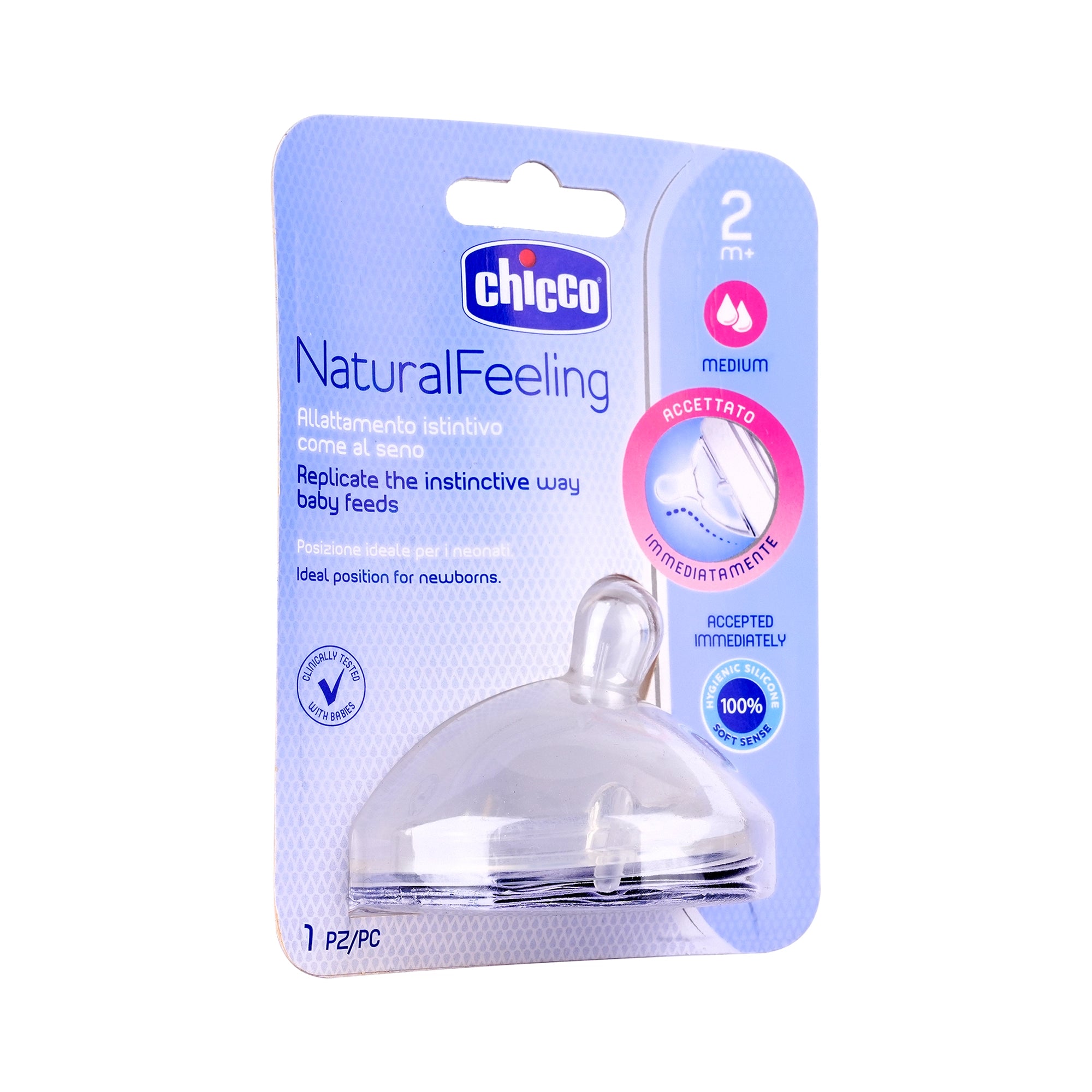 34781-Chicco Natural Feeling (2M+) Medium Nipple 1Pc
