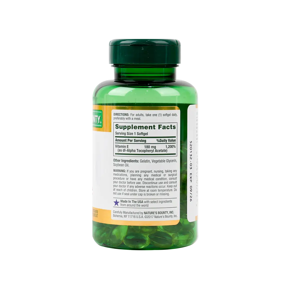 35037-NATURES BOUNTY VITAMIN E-180MG 120CAP +1