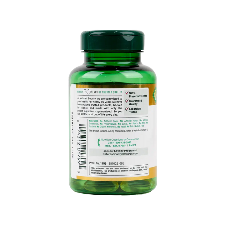 35038-NATURES BOUNTY VITAMIN E 450MG (1000IU) 60CAP +2