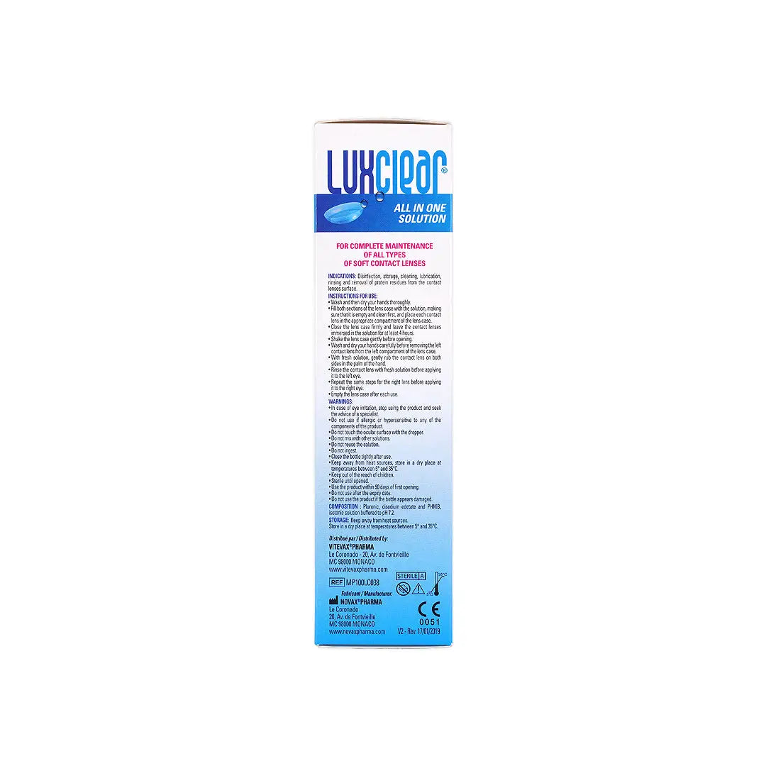 35134-Lux Clear Contant Lenses Sloution 100ml +5