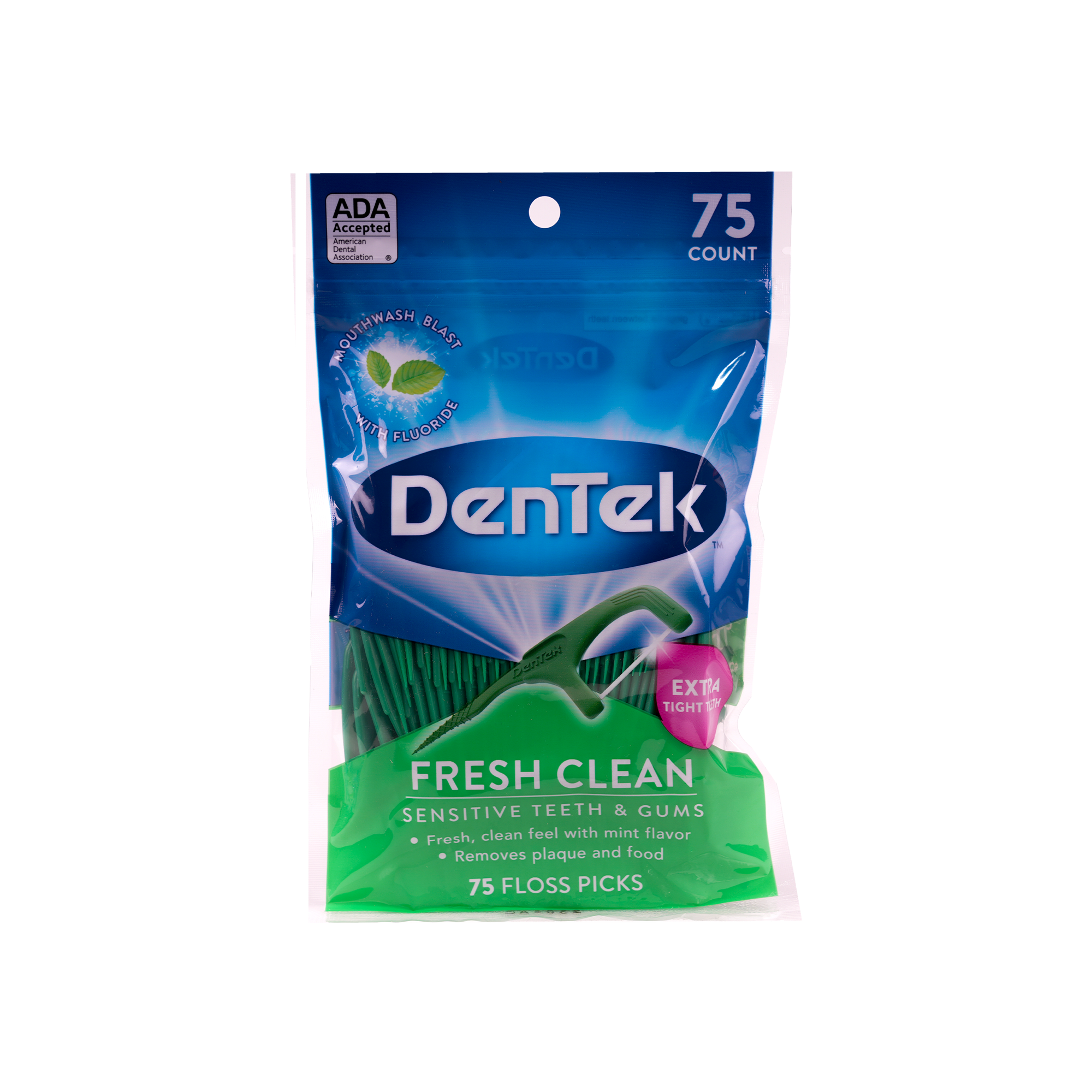 DENTEK FRESH CLEAN FLOSS PICKS 75PCS