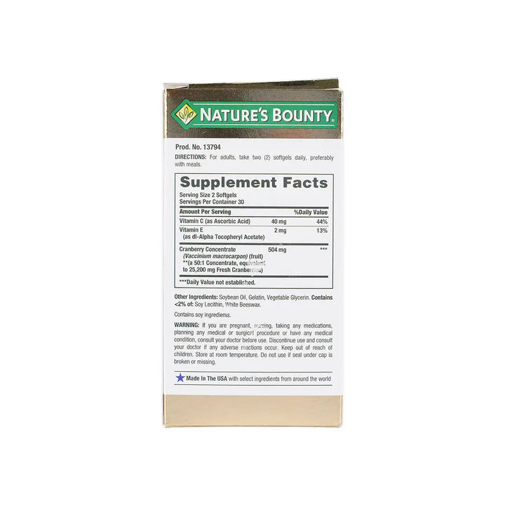 36372-NATURES BOUNTY CRANBERRY 25,200MG 60CAP +6