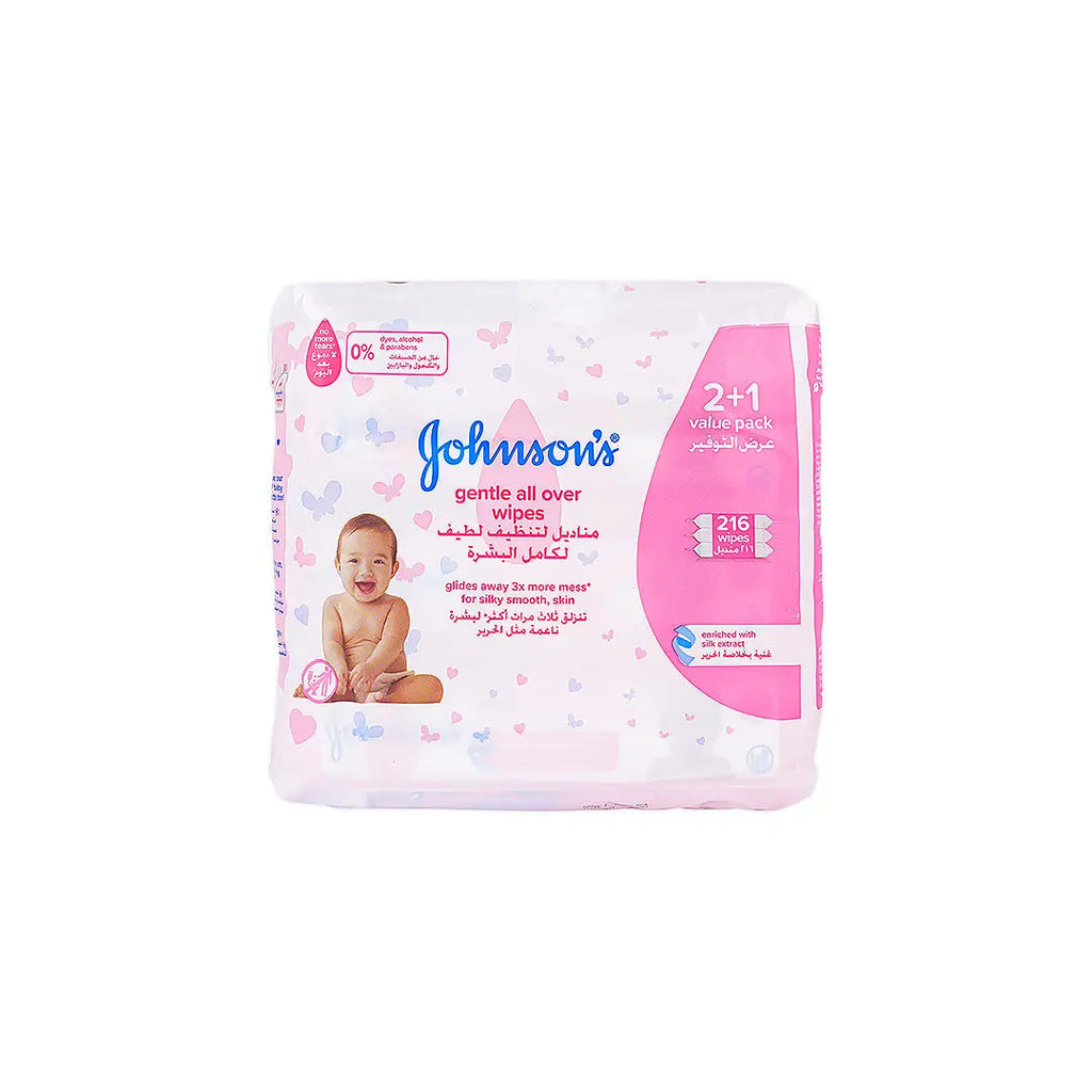 Johnson's Gentle All Over Wipes 72Pcs (2+1)-Offer