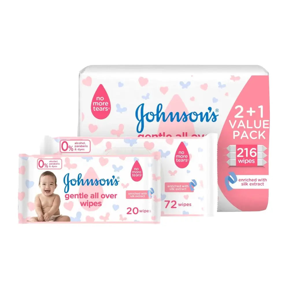 Johnson’s Gentle All Over Wipes 72Pcs (2 + 1)-Offer