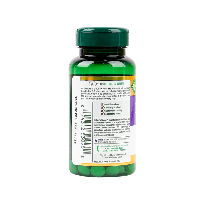 36732-Natures Bounty Melatonin Bi-Layer 5mg 60tab +2