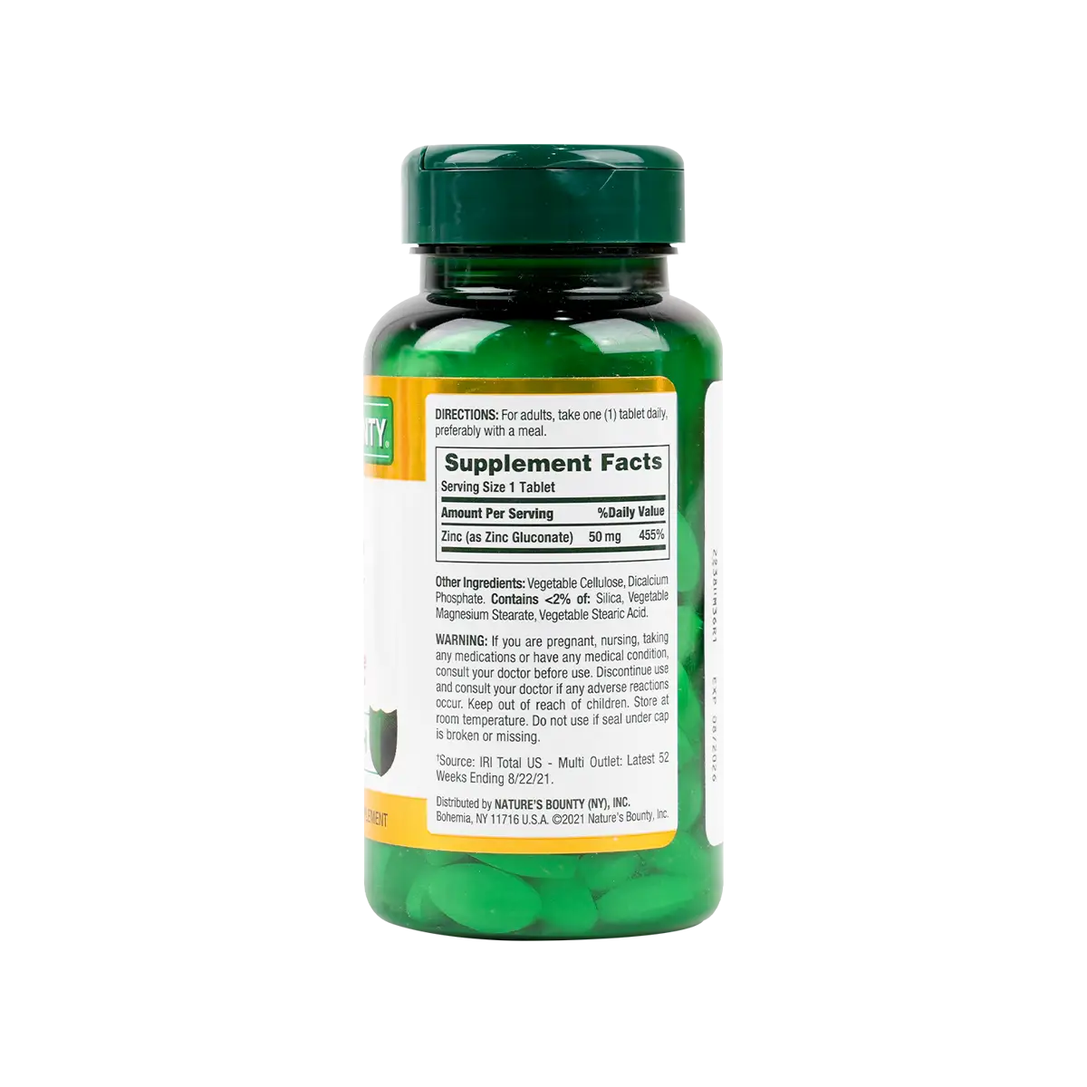 37186-NATURES BOUNTY ZINC 50MG 100 CAPLETS +1