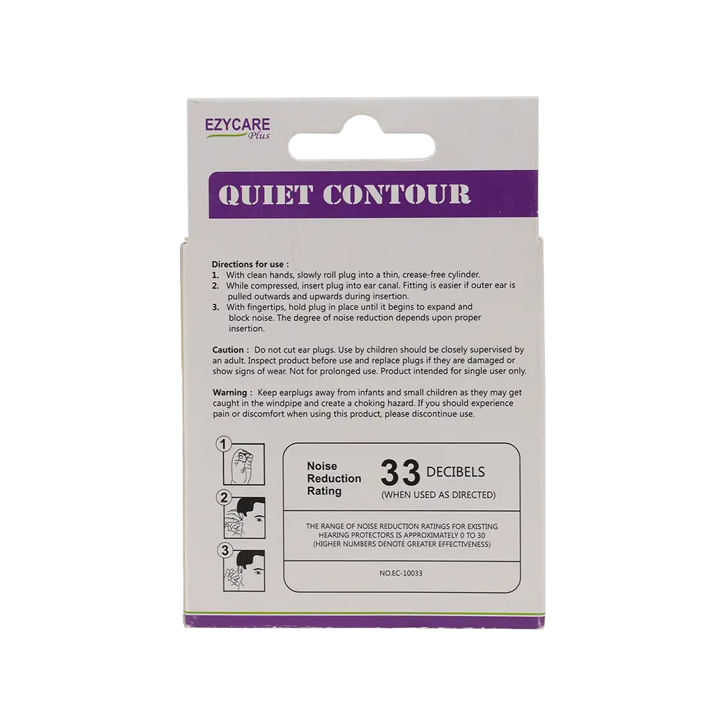 37608-Ezycare Plus Quiet Contour Foam Ear Plugs 10Pair +3