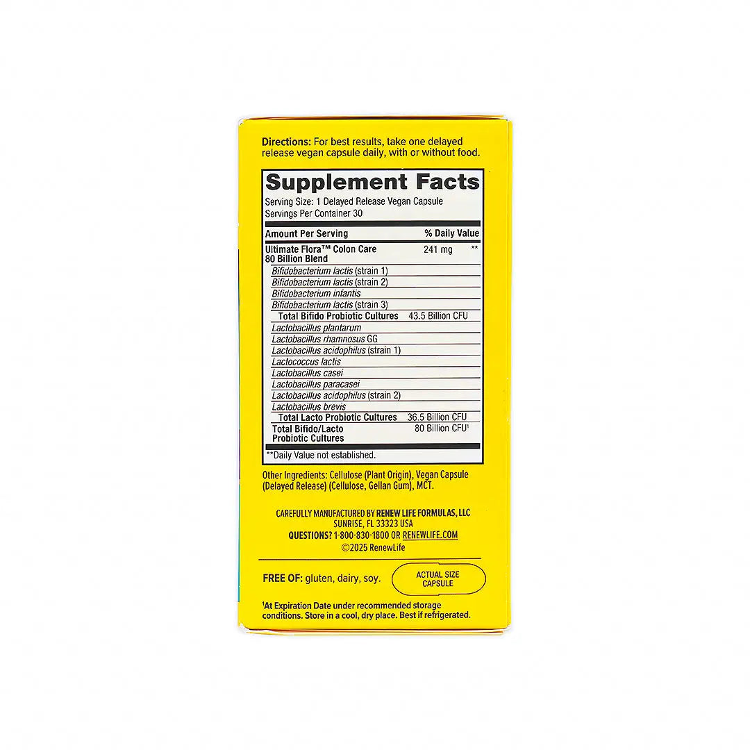 37761-Renew Life Flora 80 Billion Colon Care Probiotic 30Cap +3