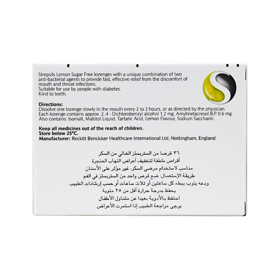 Strepsils Lemon Sugar Free 36 Loz