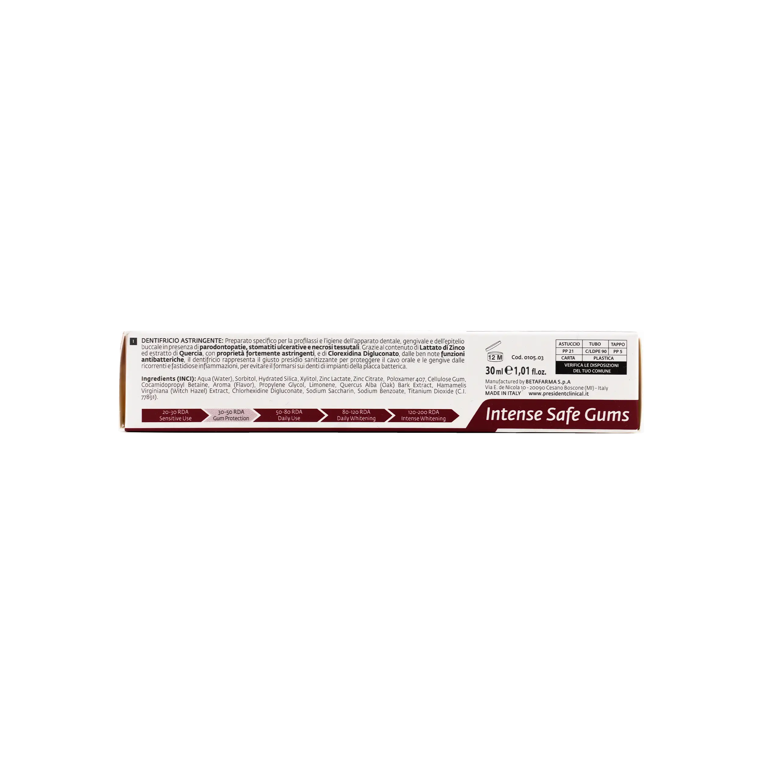 President Intense Safe Gums Active Plus Toothpaste 30ml