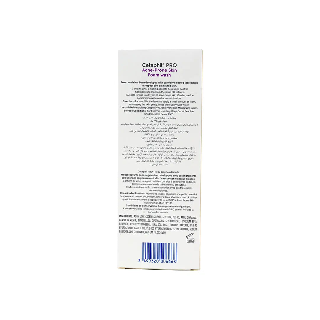 38514-CETAPHIL PRO ACNE-PRONE SKIN FOAM WASH 235ML +5