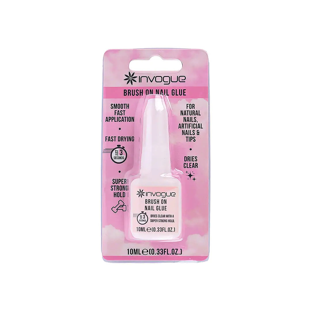 38594-Invogue Brush On Nail Glue 10ml +1