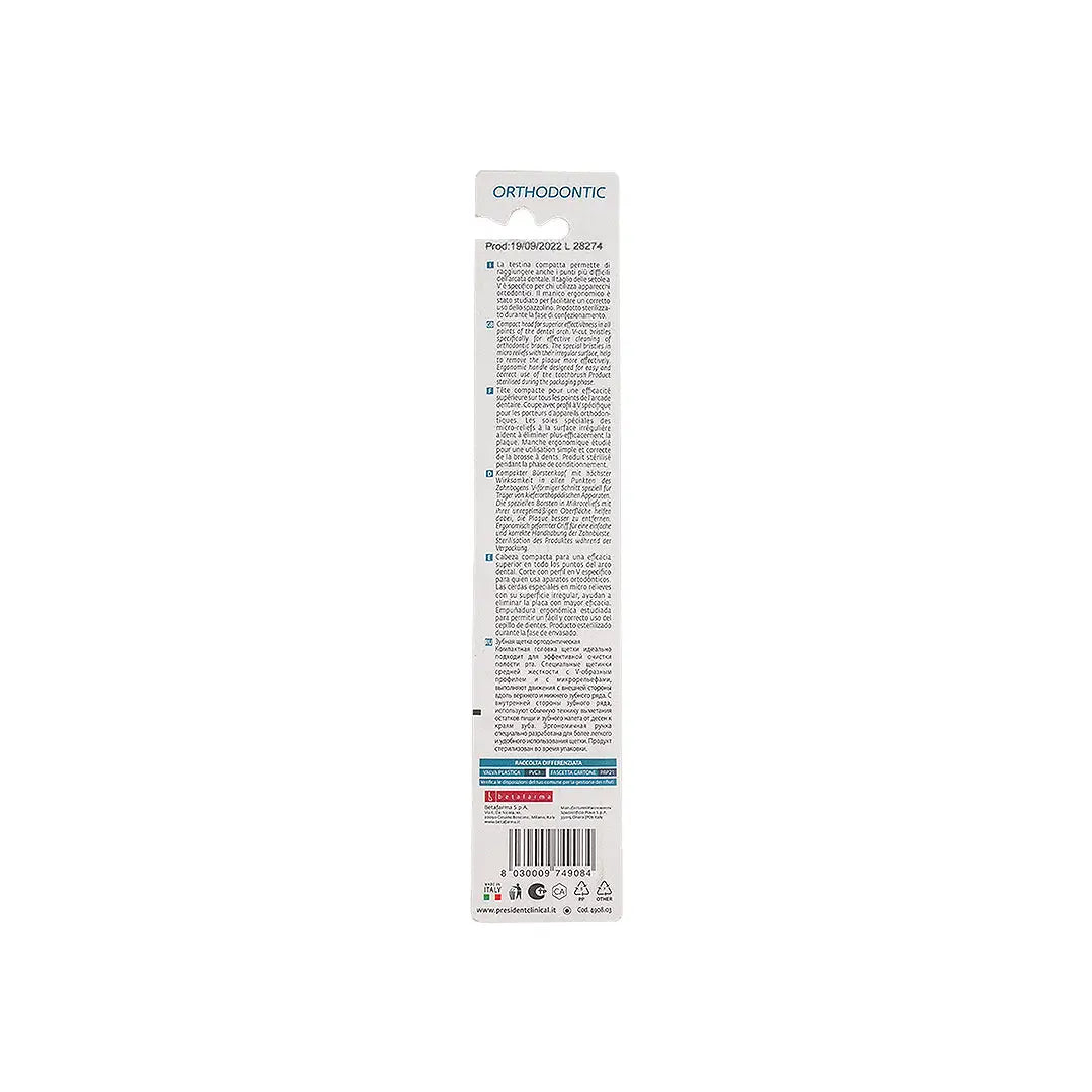 President Orthodontic Medium Toothbrush