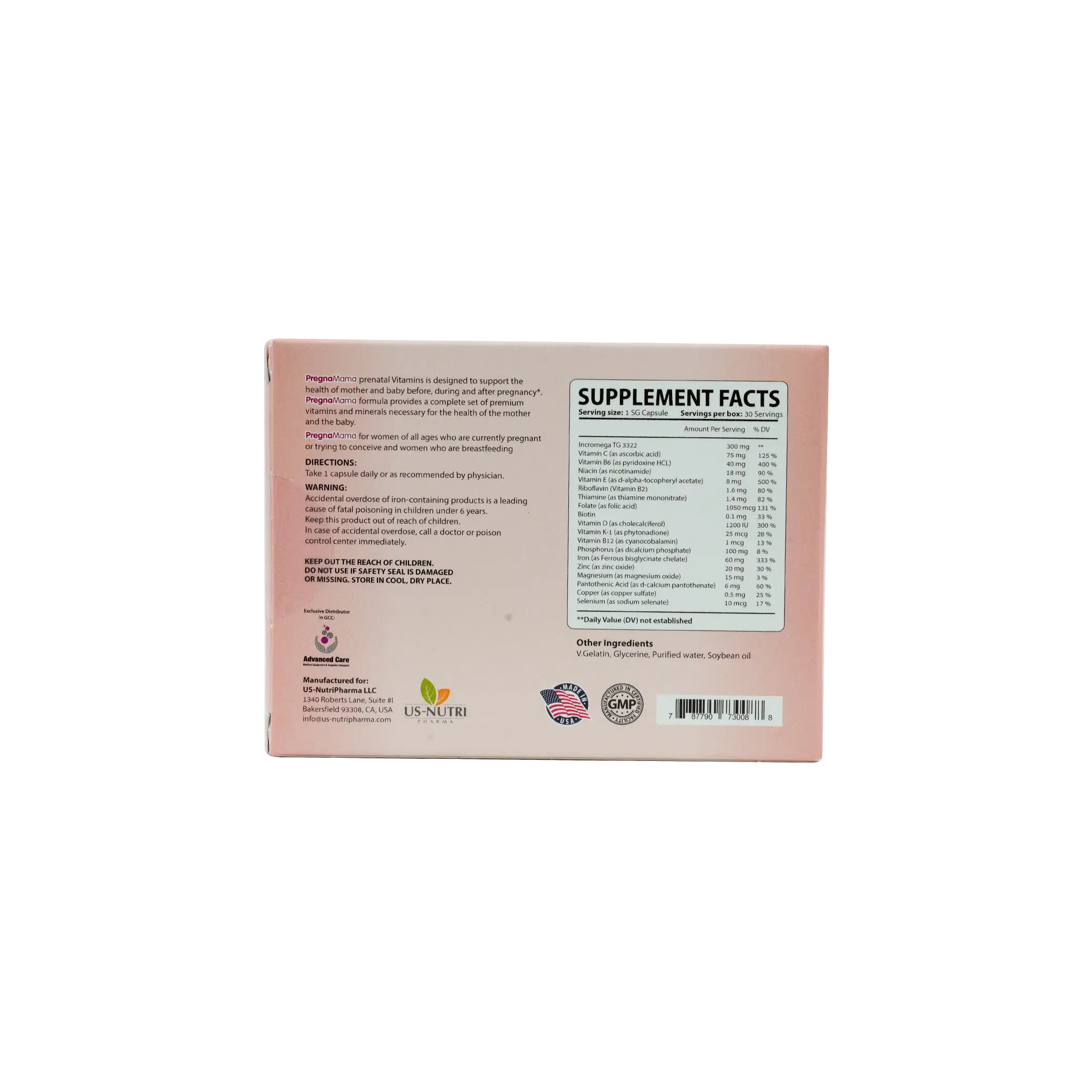 US NUTRI PREGNA MAMA 30 SOFTGELS