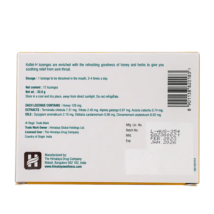 HIMALAYA KOFLET-H GINGER 12LOZ