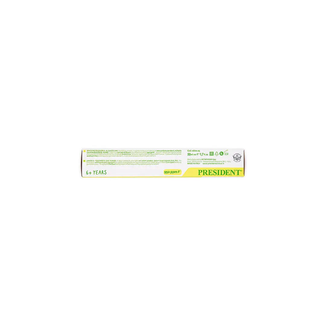 President Junior 6+ Lime Toothpaste 50ml