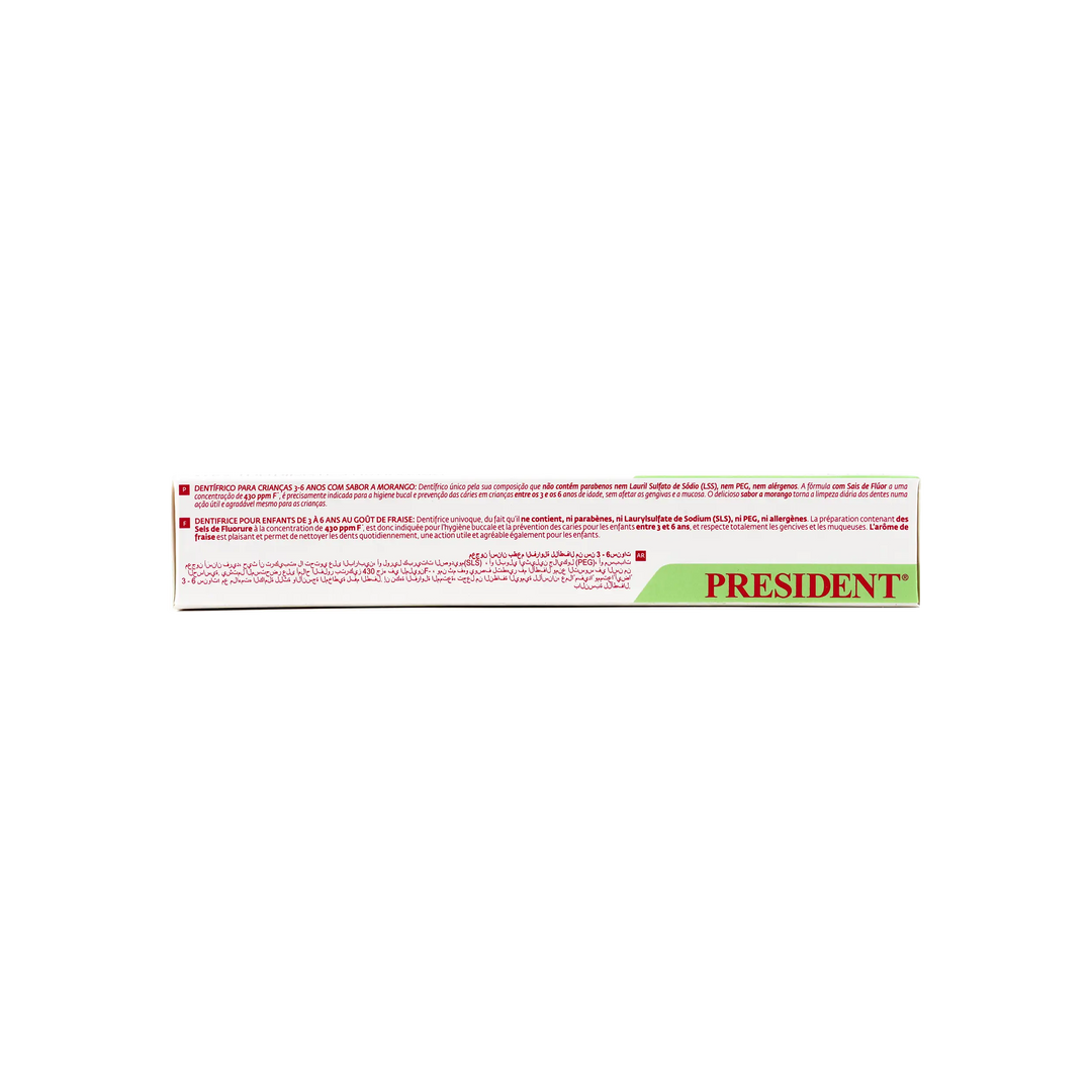39495-President Kids 3-6 Years Strawberry Toothpaste 50ml +2
