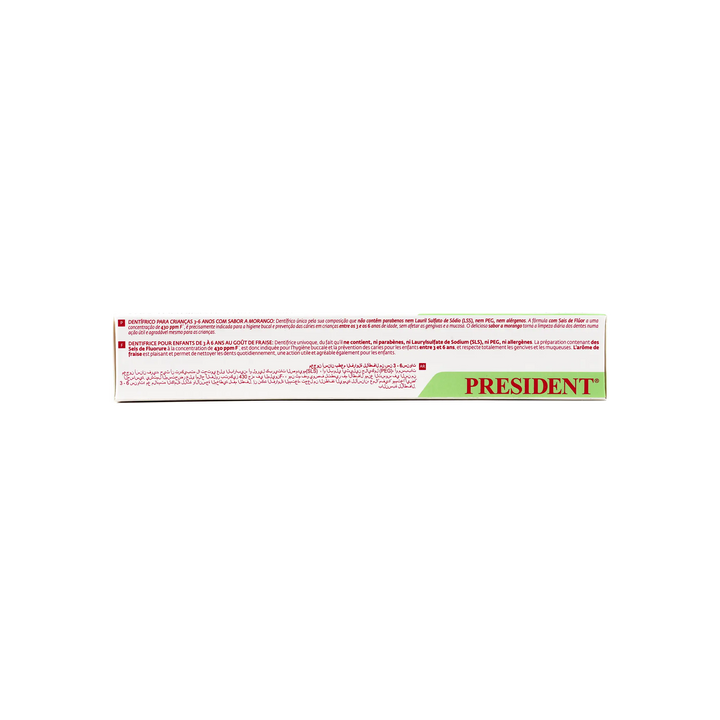 39495-President Kids 3-6 Years Strawberry Toothpaste 50ml +2