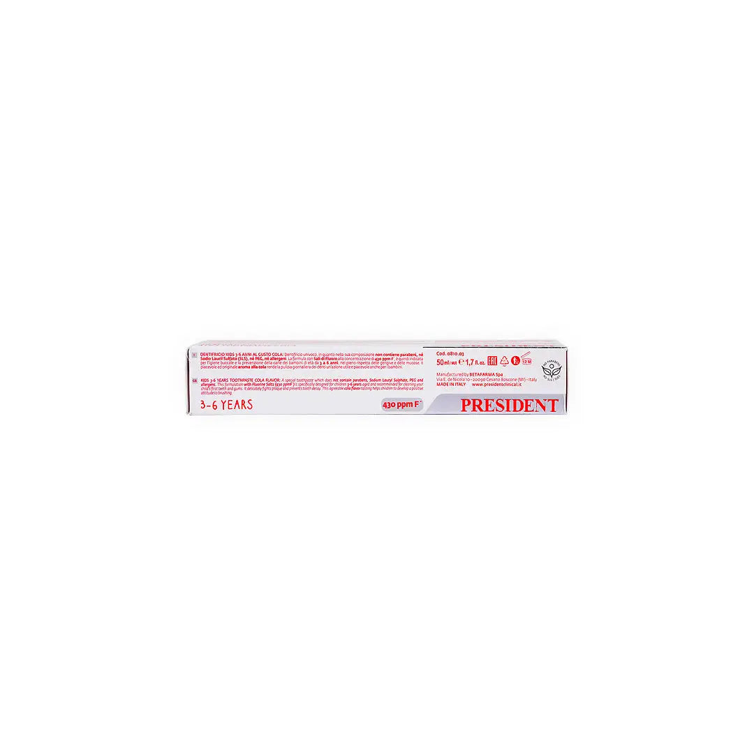 39496-President Kids 3-6 Years Cola Toothpaste 50ml +2