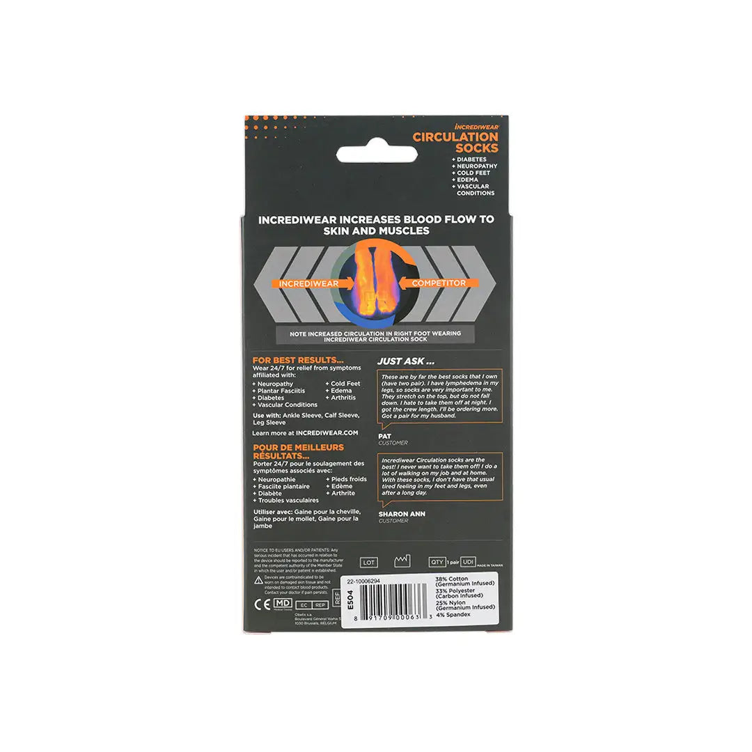 39611-Incrediwear Diabetic Incredisock Crew Grey-S +3