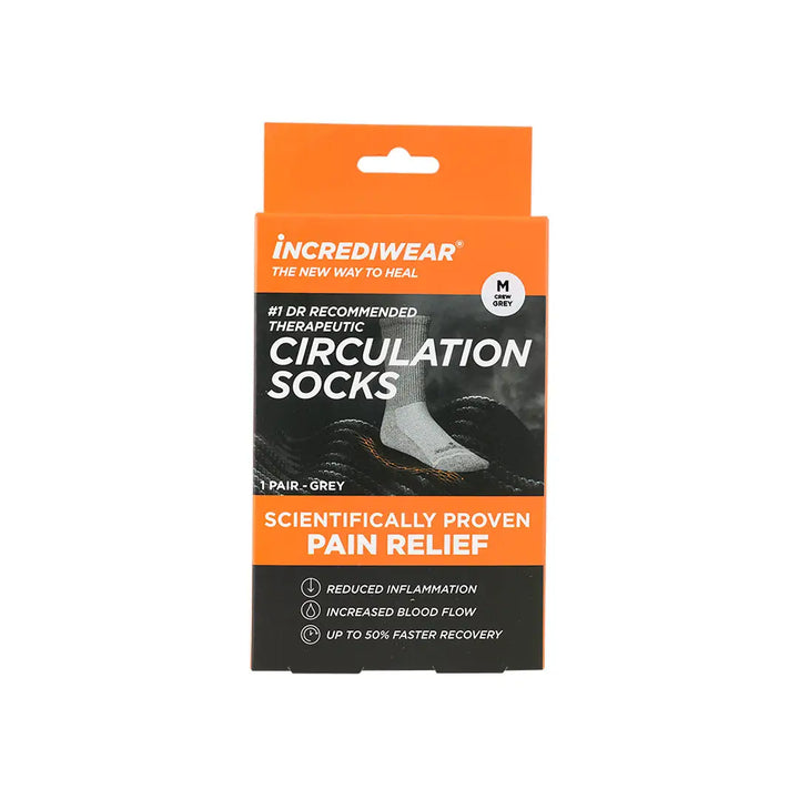 39612-Incrediwear Diabetic Incredisock Crew Grey-M