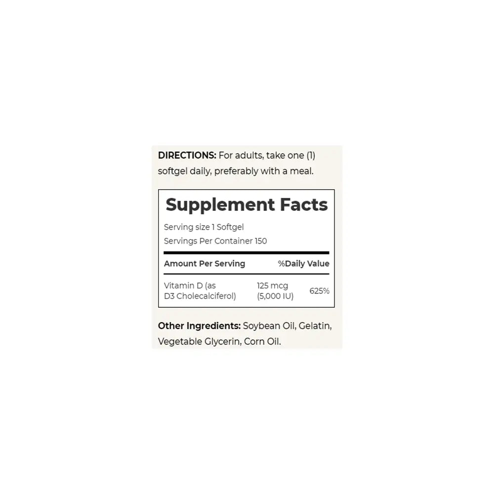 Natures Bounty D3 5000Iu 150 Softgels