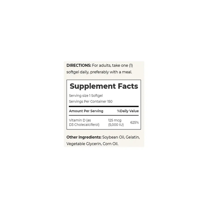 40361-NATURES BOUNTY D3 5000IU 150 SOFTGELS +1