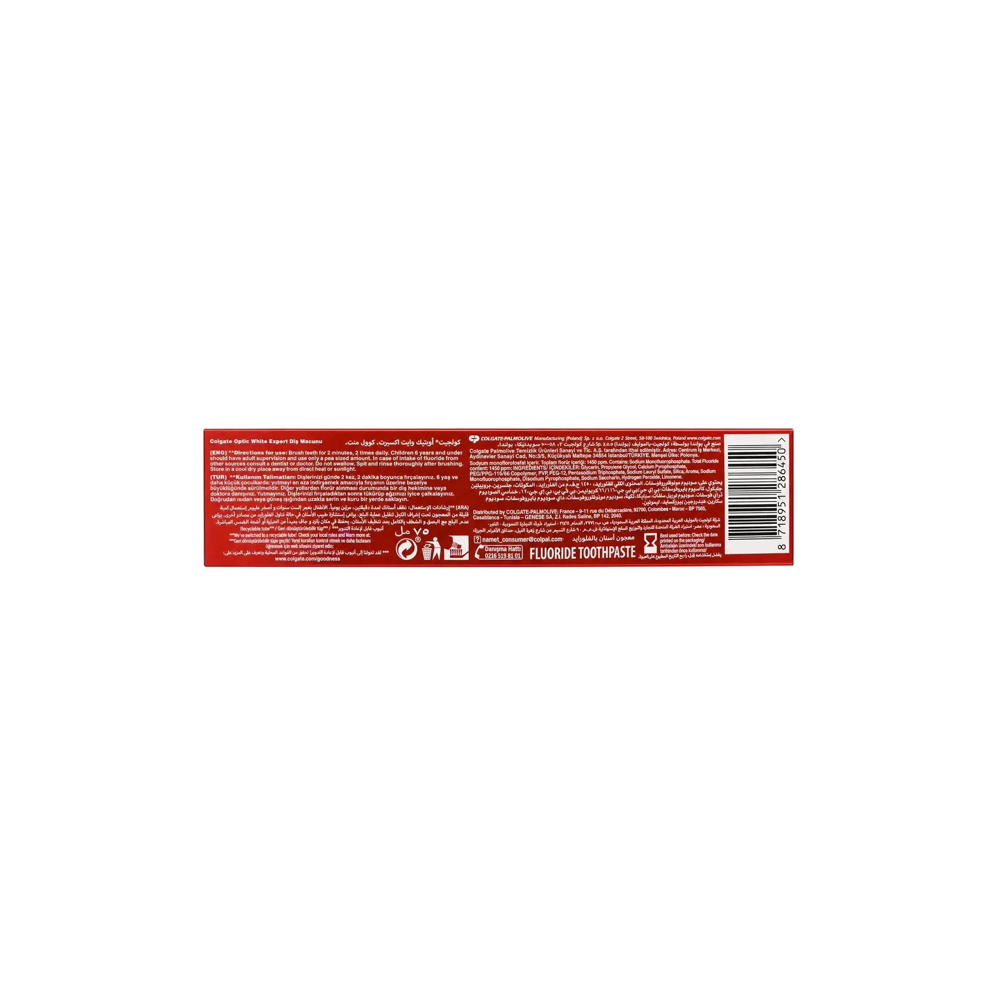 40690-Colgate Optic White Expert White Toothpaste 75ml +3