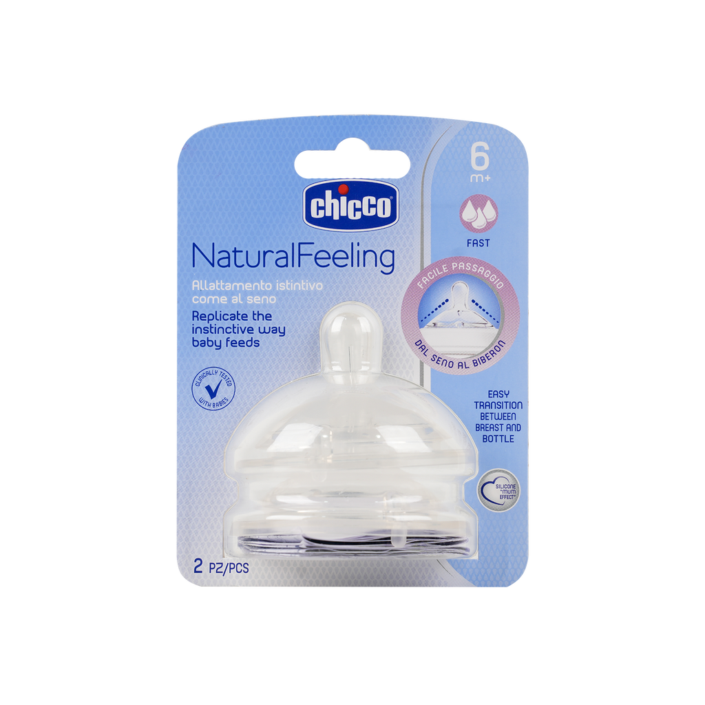 Chicco Natural Feeling (6M+) Fast Nipple 2Pc-8254