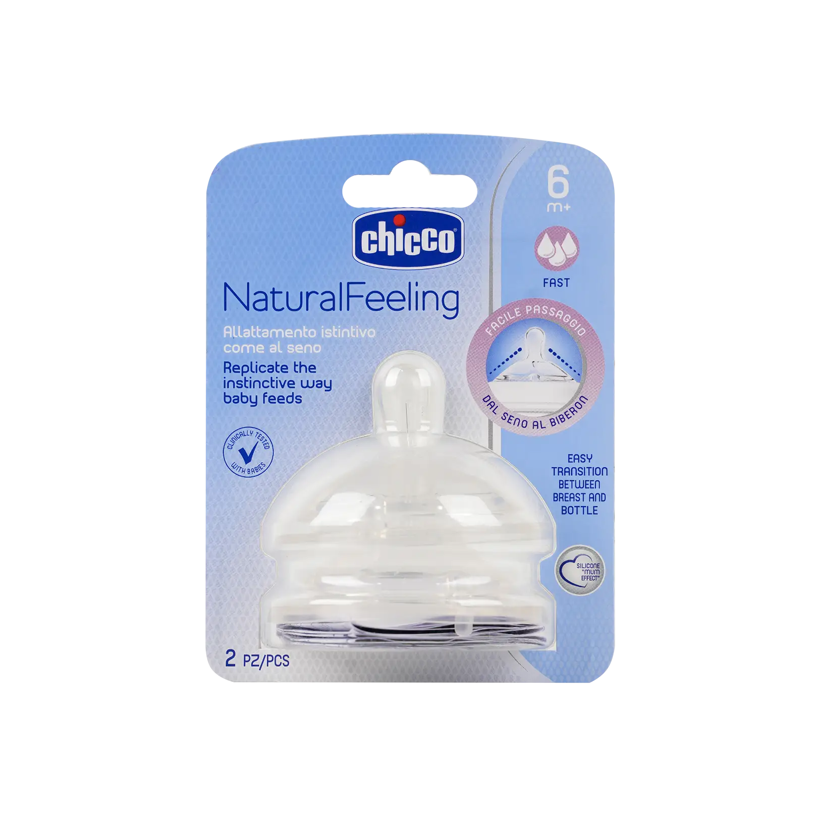 Chicco Natural Feeling (6M + ) Fast Nipple 2Pc-8254