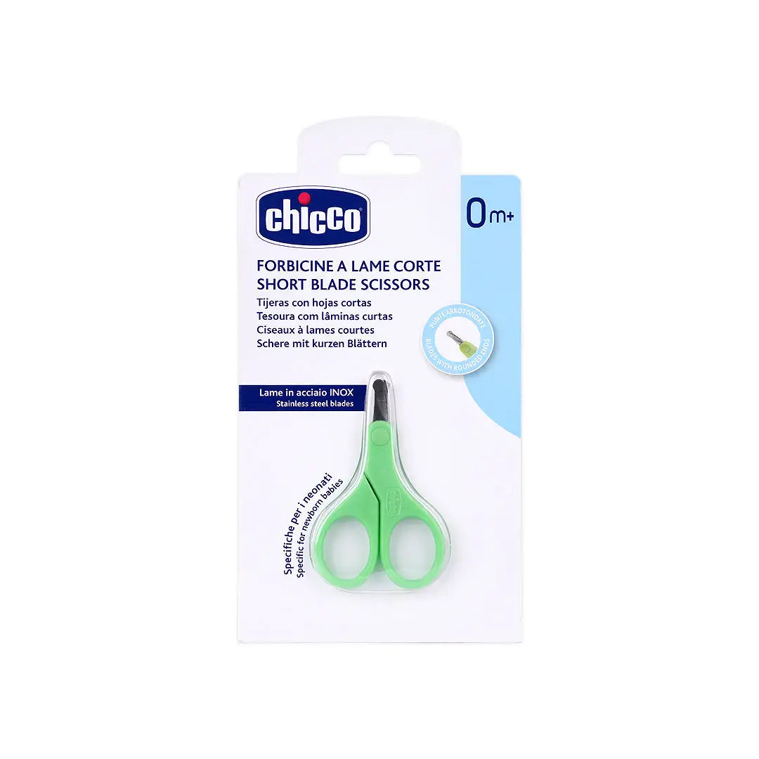 40946-Chicco Short Blade Scissors Green (0m+)-9510