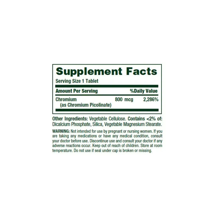 41104-NATURES BOUNTY CHROMIUM 800MG 50TAB +1