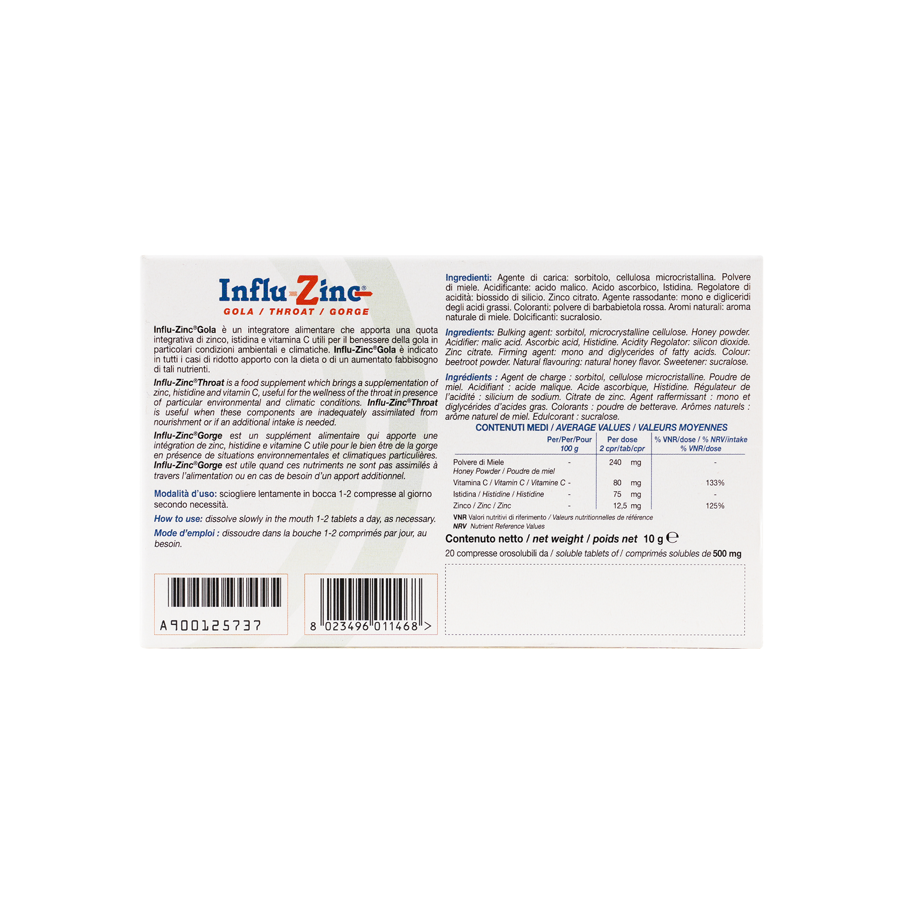 INFLU-ZINC THROAT 20TAB